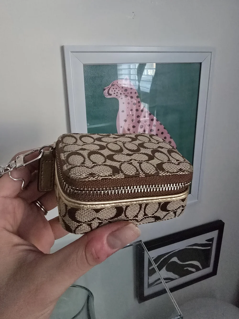 Vintage Coach Pill / Jewelry / Accessory Box W/Cherry Charm